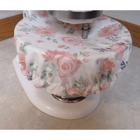 Kitchenaid Bowl Cover, Reversible Cottage Rose and Pink Floral Mixer Cover - Picture 3 of 6